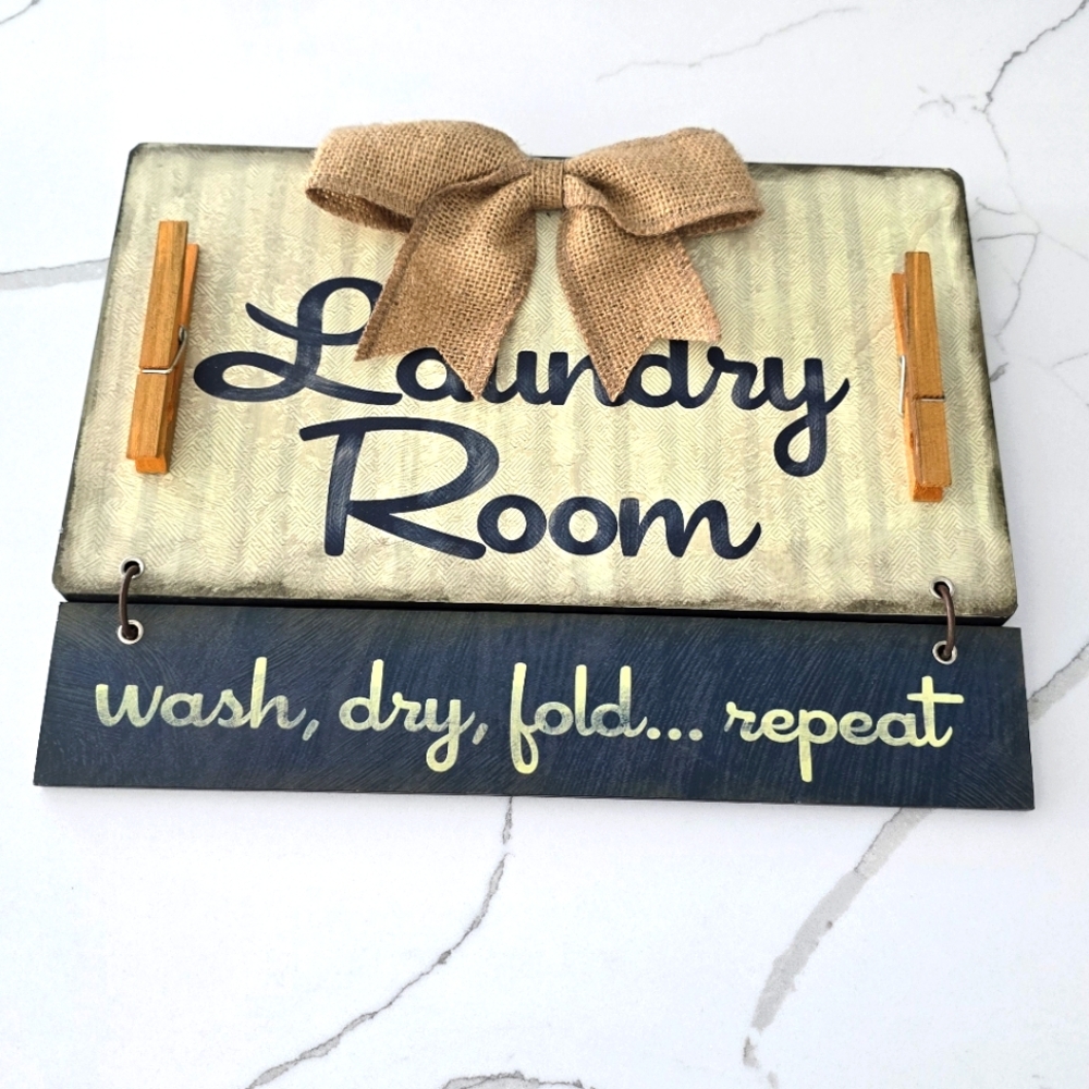 Laundry Room Decorative Sign with Bow